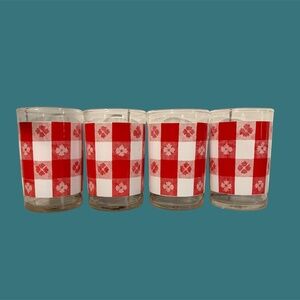 Vintage Federal Glass Gingham Short Tumblers